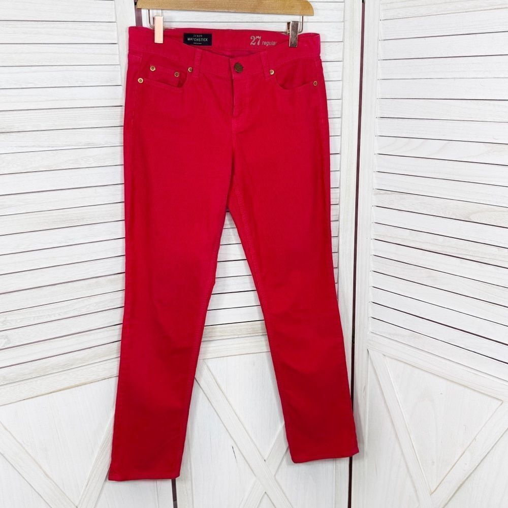 J. Crew Matchstick Micro Corduroy Pants‎ Low Rise Red 27